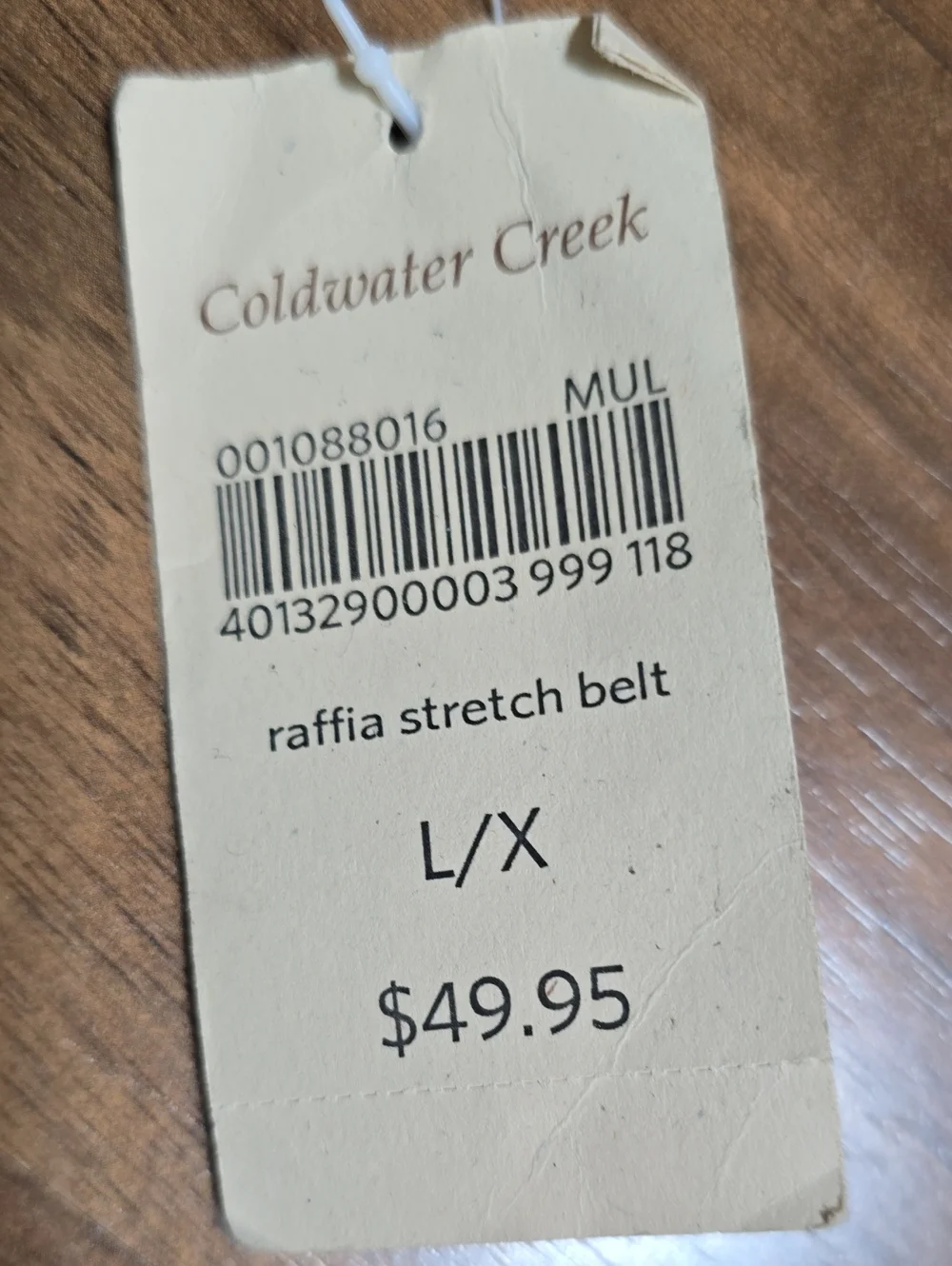 Coldwater Creek Raffia Stretch Belt With Silver Buckle
